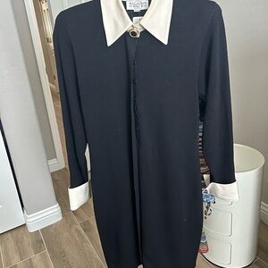 St. John Black Dress with Cream Accents